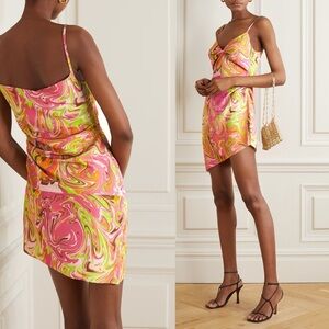 Maisie Wilen Party Girl Asymmetric Printed Crepe Mini Dress